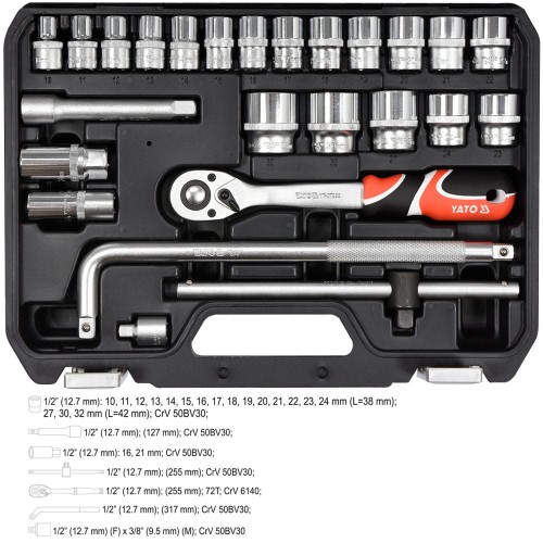 Zestaw narzędziowy Yato 1/2'' 25cz. w walizce 38741