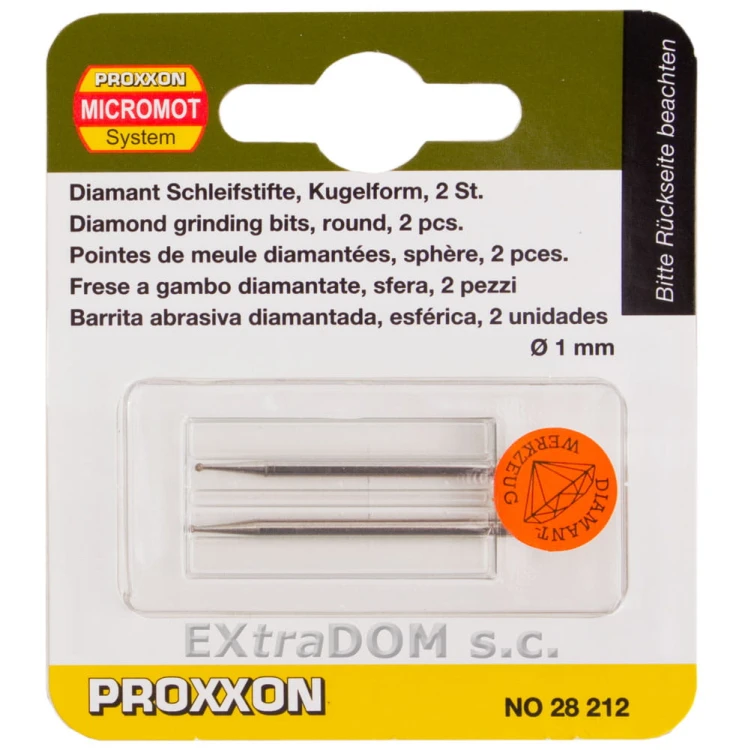 28212 Diamentowe końcówki szlifierskie Proxxon kula 1,0mm kpl. 2 szt. 