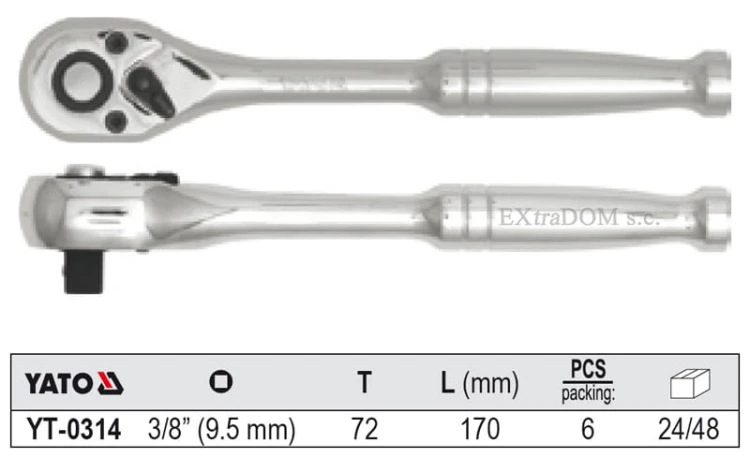 Grzechotka 3/8 chrom połysk Yato
