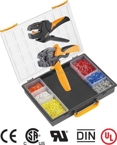 Zestaw - szczypce do zdejmowania izolacji i zaciskania końcówek kablowych + 3500 złącz Weidmüller Crimp-Set 4 