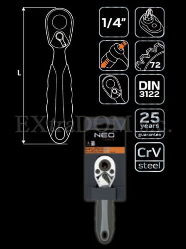 Grzechotka Neo Tools 1/4'' do bitów i nasadek 08-501
