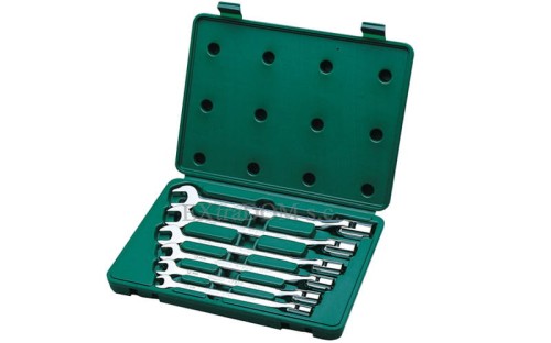 Klucze płasko – nasadowe z przegubem w pudełku Sata kpl. 6 szt. 09037