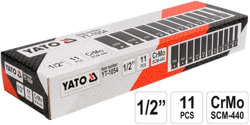 Nasadki udarowe YATO 1/2" długie 11cz. YT-1054