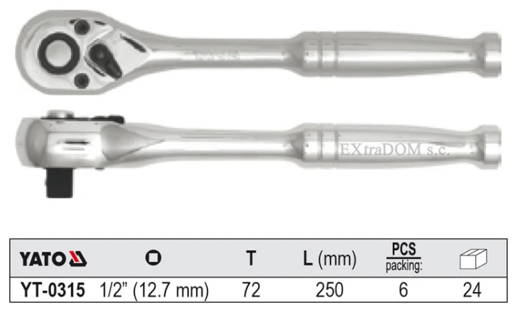 Grzechotka chrom połysk 1/2 Yato
