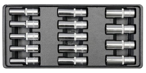 Zestaw narzędzi do szuflady 14 cz. - nasadki długie 1/2" Yato YT-5539