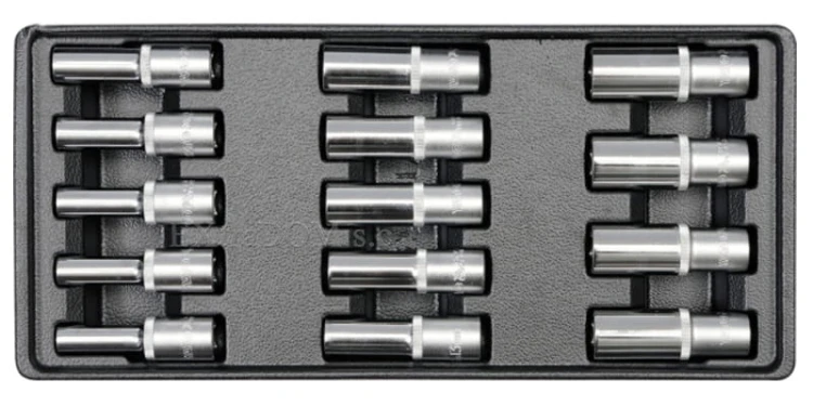 Zestaw narzędzi do szuflady 14 cz. - nasadki długie 1/2" Yato YT-5539