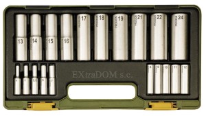 Klucze nasadowe Proxxon długie nasadki 1/4" i 1/2" 20szt. 23292