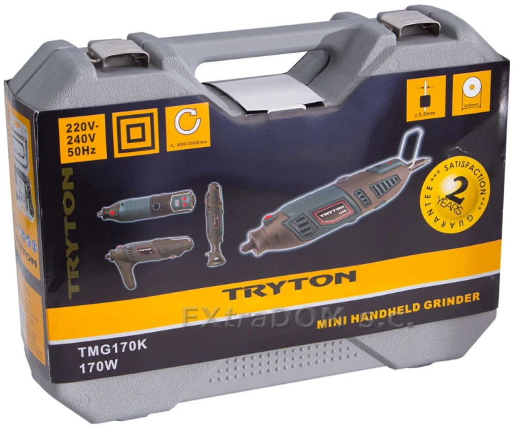  Mini szlifierka, wiertarka precyzyjna Tryton 170 W z walizką i zestawem akcesoriów TMG170K