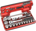  Klucze nasadowe Facom z grzechotką 1/2" nasadki 12-kątne Facom 8-32mm 21 cz. SL.DBOX501