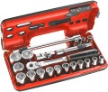 Klucze nasadowe Facom z grzechotką 1/2" nasadki 6-kątne 8-32mm 21 cz. SL.DBOX500
