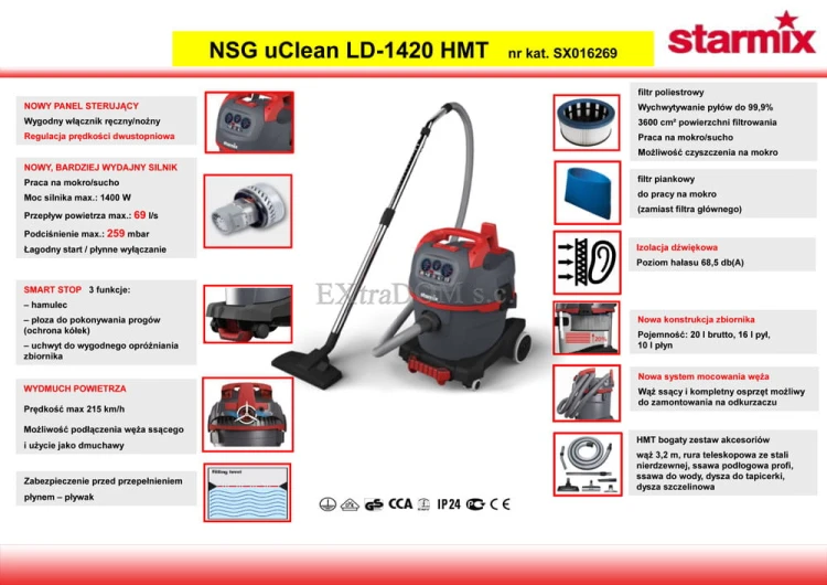 Odkurzacz przemysłowy Starmix NSG uClean LD-1420 HMT SX016269
