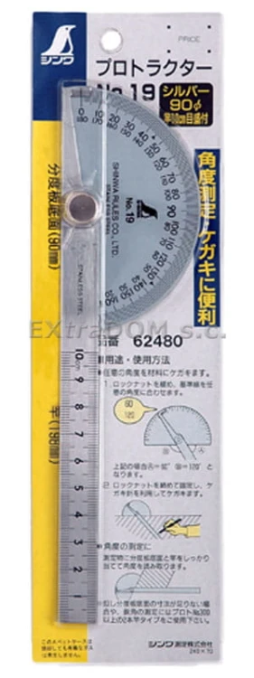 Kątomierz nr 19, 15 cm, ø 90 stal nierdzewna Shinwa 62480