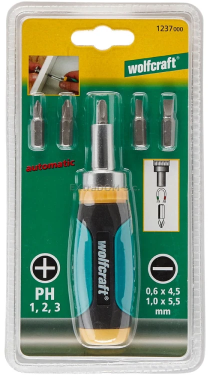 Wkrętak z grzechotką Wolfcraft + 5 koncówek 1237000