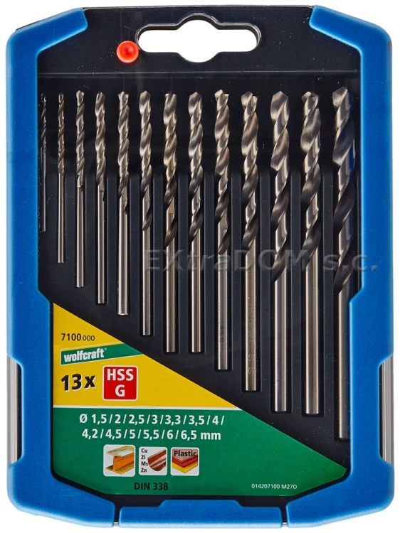 Wiertła spiralne HSS szlifowane do metalu Wolfcraft kpl 13 szt 7100000