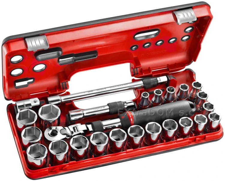 Klucze nasadowe Facom 1/2" z grzechotką przedłużaną z blokadą 25 cz 8-32 mm Facom SXL.DBOX3