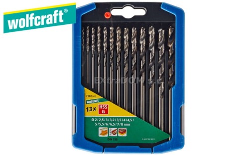 Wiertła spiralne HSS szlifowane do metalu Wolfcraft kpl 13 szt 7102000
