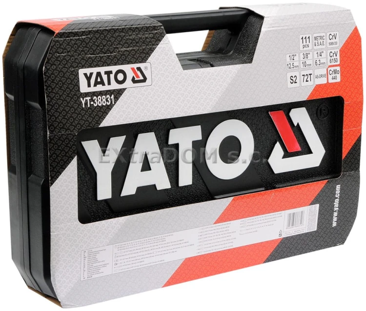 Zestaw narzędziowy Yato 1/4" 3/8" 1/2" 111cz. YT-38831