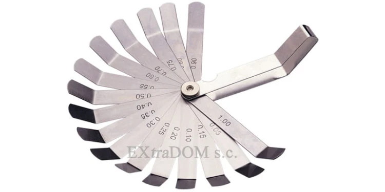 Szczelinomierz listkowy gięty 100mm, 16 listków, 0,05 - 1mm, SATA