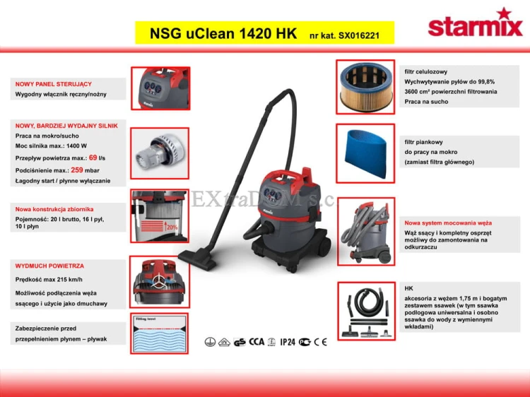 Odkurzacz przemysłowy Starmix NSG uClean 1420 HK SX016221