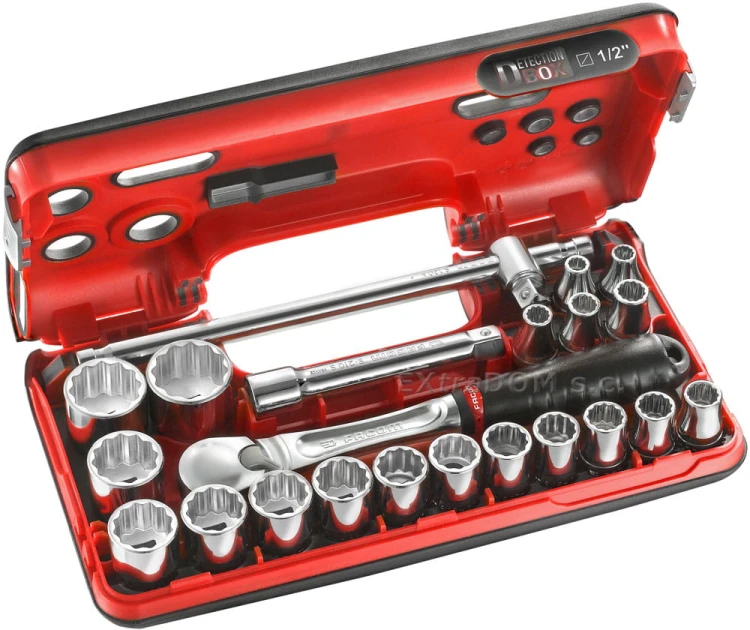 Klucze nasadowe Facom zestaw nasadek 12-kątnych 8-32mm 1/2" 22 cz. SL.DBOX412