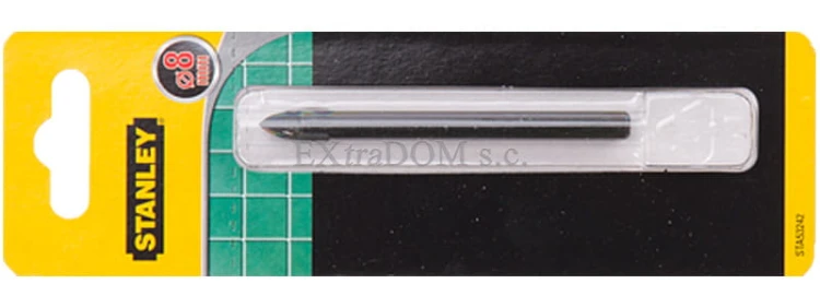 Wiertło do szkła, ceramiki, glazury 8mm Stanley z uchwytem walcowym STA53242