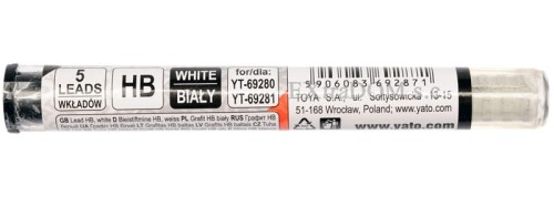 Grafit do ołówka automatycznego Yato twardość HB BIAŁY opk. 5 szt. YT-6928