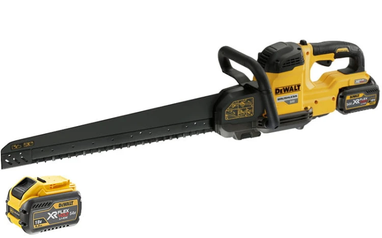 DEWALT pilarka Alligator akumulatorowa XR FlexVolt 54V DCS397T2-QW 2 aku. 6,0Ah, ładowarka i komplet brzeszczotów do do bloczków Poroton Porotherm klasy 12