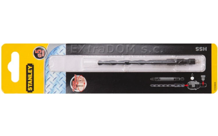 Wiertło spiralne HSS do metalu śr. 5 mm Stanley uchwyt sześciokątny 1/4" STA50028