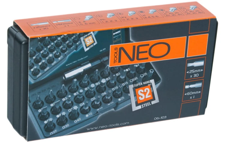 Bity, końcówki śrubokrętowe 31 części Neo Tools 06-103