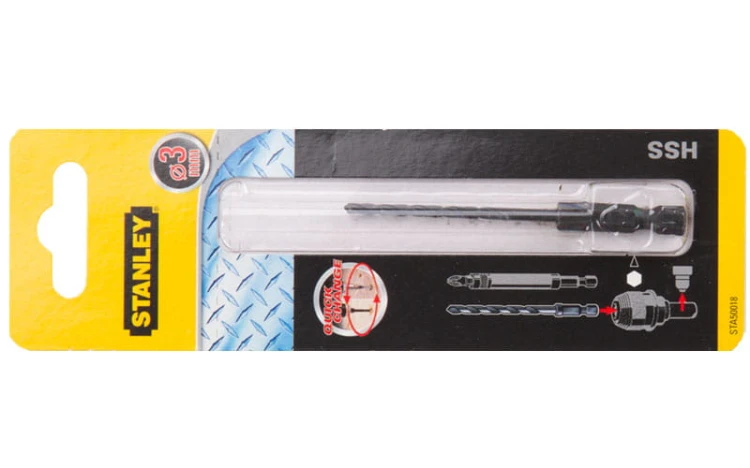 Wiertło spiralne HSS do metalu śr. 3 mm Stanley uchwyt sześciokątny 1/4" STA50018