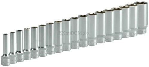 Klucze nasadowe - nasadki 1/2" Yato długie kpl. 18 sztuk 8 - 27mm
