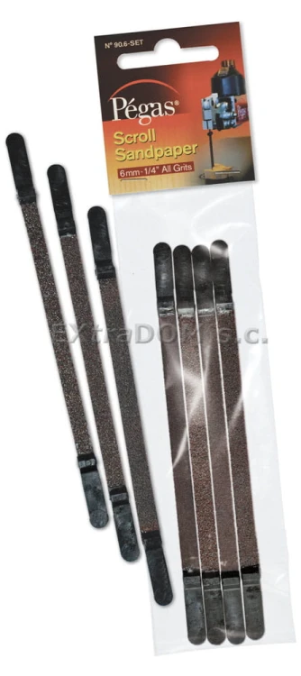 Papier ścierny Pegas do wyrzynarki włosowej mix gradacji, szerokość 12mm, długość 130mm 90.12-zestaw