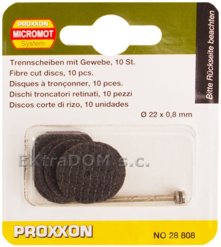 Tarcze tnące ze splotem siatkowym kpl 10 szt z trzpieniem Proxxon śr. 22mm 28808