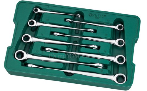 Klucze płasko - oczkowe XL X-BEAM z grzechotką Sata kpl. 8 szt.08015 