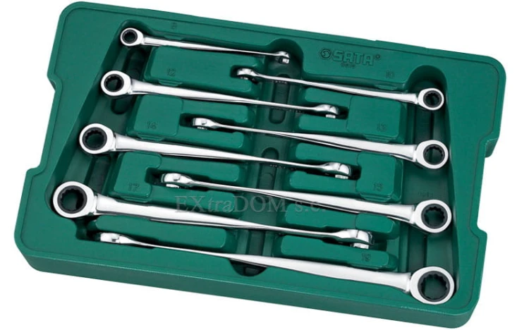 Klucze płasko - oczkowe XL X-BEAM z grzechotką Sata kpl. 8 szt.08015 