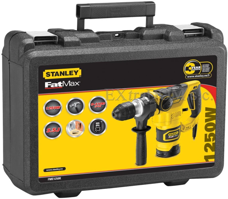 Młotowiertarka Stanley Fatmax SDS-plus 1250W 3,5J walizka + akcesoria FME1250K-QS