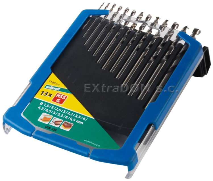 Wiertła spiralne HSS szlifowane do metalu Wolfcraft kpl 13 szt 7100000