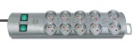 Przedłużacz listwowy Primera-Line 10 gniazd srebrny 2m H05VV-F 3G1,5 z wyłacznikiem *FR*