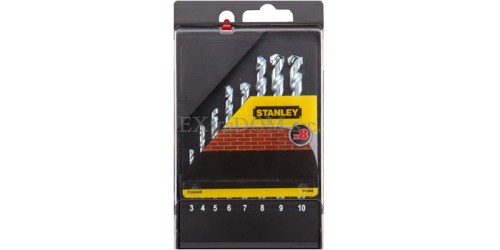 Wiertła do muru, cegły, pustaka Stanley kpl. 8 szt. z uchwytem walcowym STA56040
