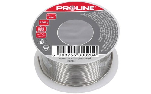 Spoiwo lutownicze cyna do lutowania miękkiego fi=1,00mm szpula 100g Proline 60327