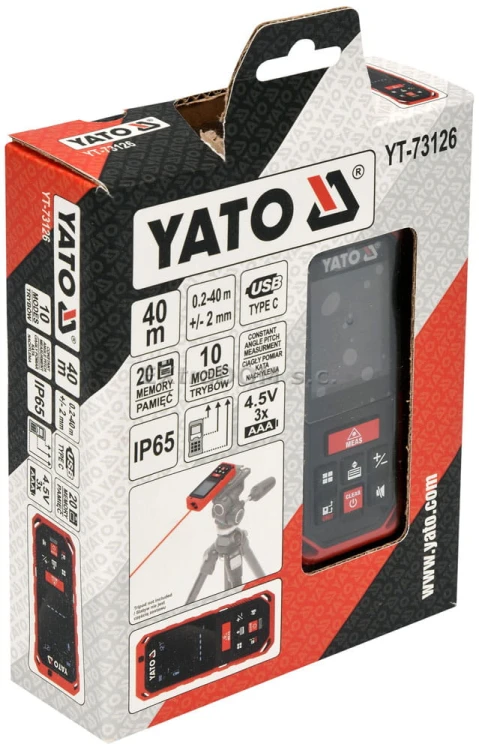 Dalmierz laserowy Yato 40m / 2mm USB pokrowiec YT-73126