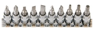 Klucze trzpieniowe HEX, PH, SL, PZ 1/4" Rooks kpl. 11 szt. na szynie 01.4702