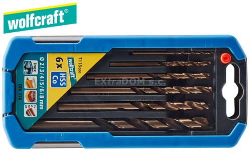 Wiertła spiralne HSS-Co do metalu Wolfcraft kpl 6 szt 7118000
