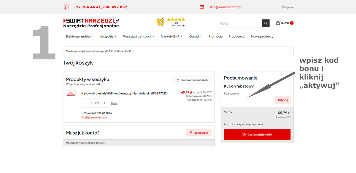 Jak użyć bon prodaunkowy - krok 1