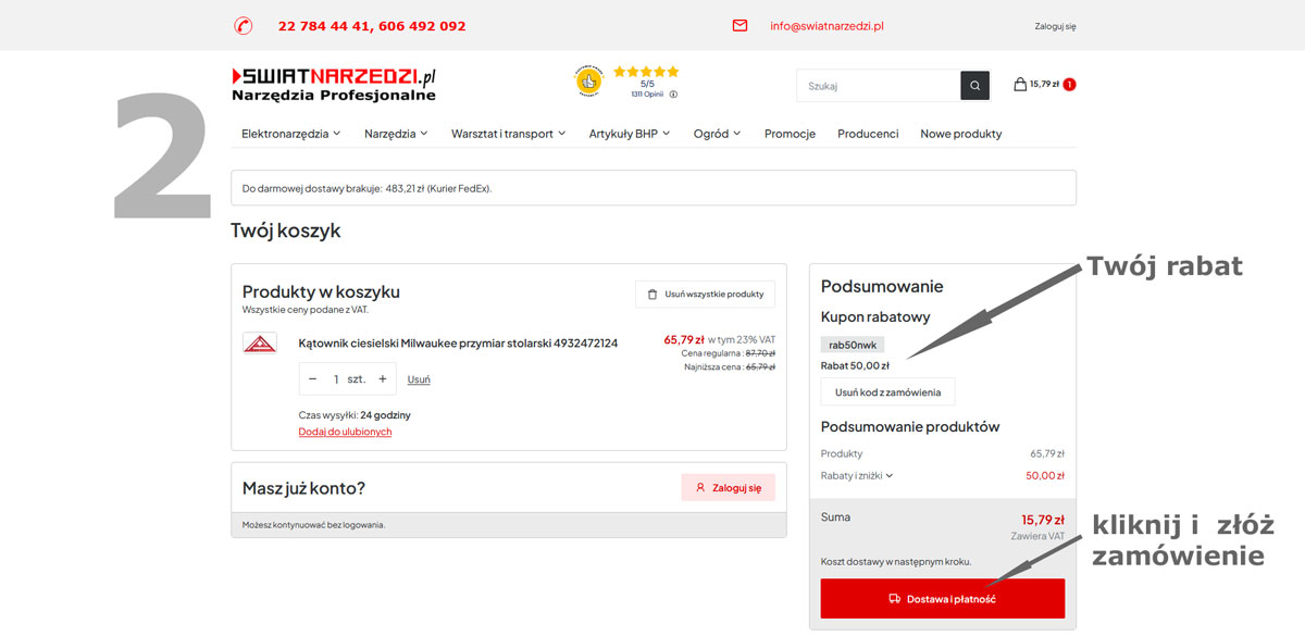 Jak użyć bon prodaunkowy - krok 2
