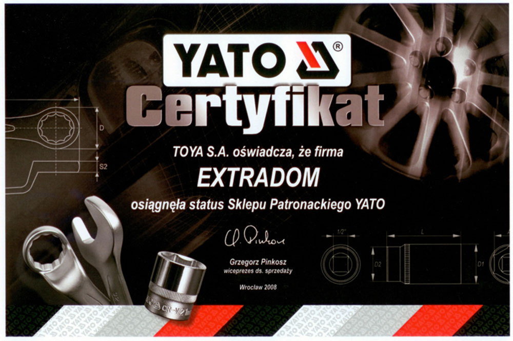 Certyfikat sklepu patronackiego Yato