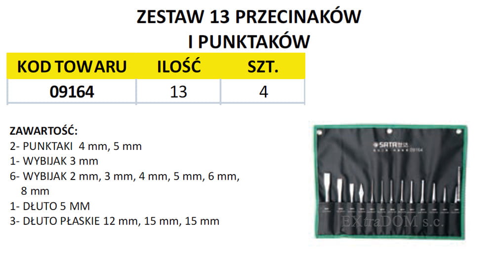 Zestaw 13 przecinaków SATA
