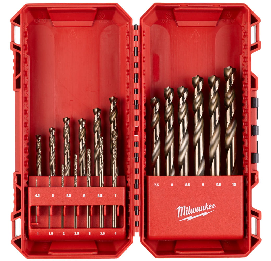 Wiertła do metalu Milwaukee HSS-G RED COBALT zestaw 19 szt. 1-10mm w kasecie 4932499764
