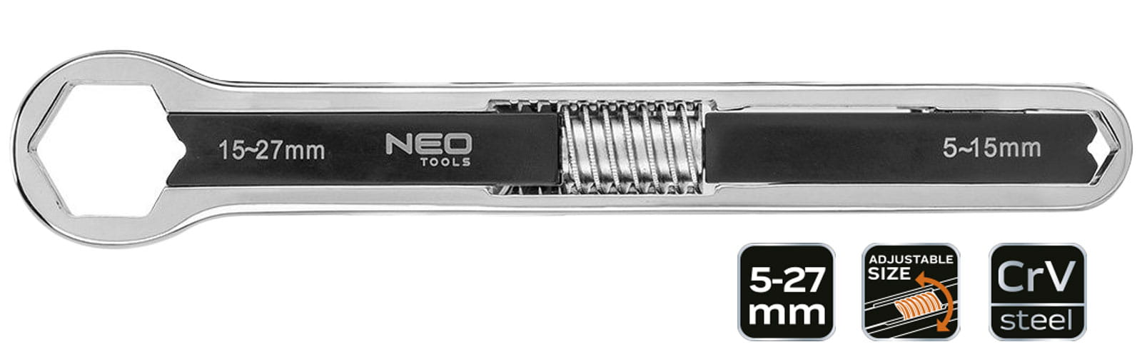 Klucz oczkowy Neo Tools nastawny, dwustronny 5-27 mm 03-031