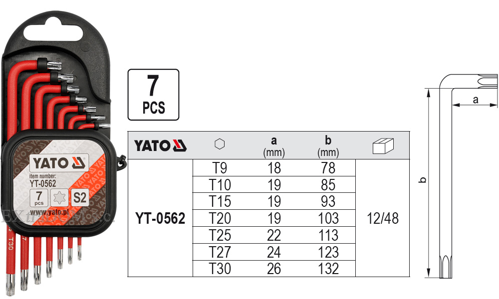 Klucze Torx Yato kpl. 7 sztuk YT-0562